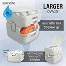 SereneLifeHome SereneLife Portable Toilet Camping Porta Potty, 5.8 Gallon Waste Tank, Indoor Outdoor Toilet with CHH Piston, Leak-Proof Cassette Toilet for RV, White, 5.8 Gallon Upgraded (SLCATL360)