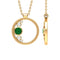 1/4 CT Natural Emerald and Diamond Pendant for Women, Minimal Emerald Gold Open Circle Pendant, Bezel Set Emerald Pendant Necklace - May Birthstone, 9K Yellow Gold, With Chain