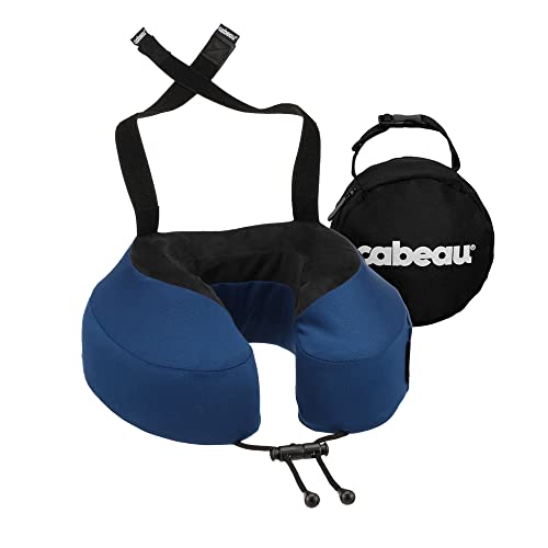 Cabeau Evolution S3 Travel Pillow - Straps to Airplane Seat - Ensures Your Head Won't Fall Forward - Relax with Plush Memory Foam - Quick-Dry Fabric Keeps You Cool and Dry Indigo