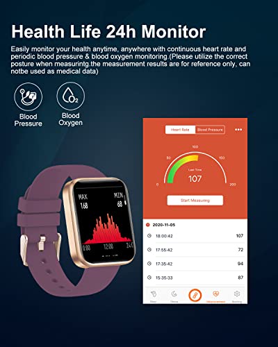 LIGE Smart Watch for Women Bluetooth Call Answering,1.69'' HD DIY Fitness Tracker with 24/7 Heart Rate Sleep Monitor Step Counter, 5ATM Waterproof Women's Smart Watches for Android iOS Bordeaux