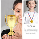 BESPORTBLE Gold Trophy Cups Award Medals: Plastic Trophies Winner Medals Golden Award Trophy Cup and Honor Medal for Winning Prizes Competitions Ceremony Appreciation Gift