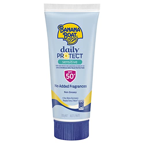 Banana Boat Daily Protect Sensitive Sunscreen Lotion SPF50+ 200g, UVA/UVB, ,Non-greasy, Fragrance-free, Made in Australia