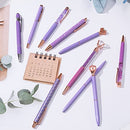 10 Pcs Purple Glitter Ballpoint Pens,Comfortable Writing Pens,Metal Retractable Pretty Journaling Cute Pens Bulk, Black Ink Medium Point (1.0mm)