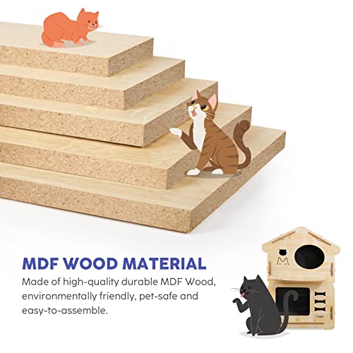 2 Layer Large Wooden Cat House Condo Indoor Kitty Scratching Playhouse Durable for Cats Rabbit