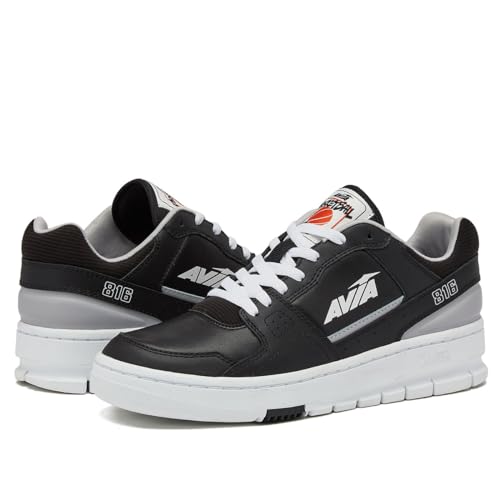 Avia 816 Men’s Basketball Shoes, Low Top Retro Sneakers for Indoor or Outdoor, Street or Court, Sizes 7 to 16, Black/White Trim, 14.5 Women/13 Men