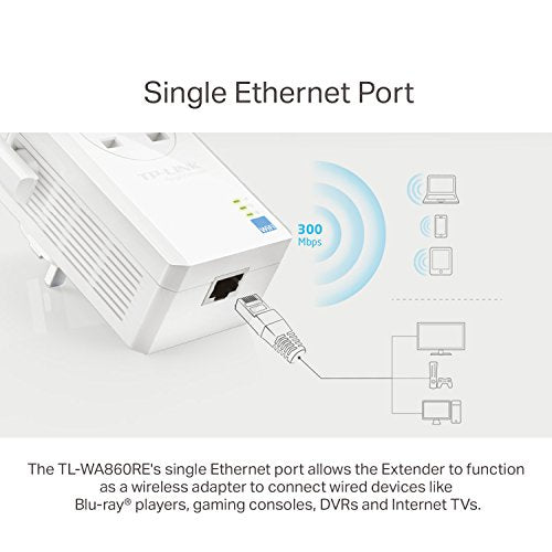 Tp-link Tl-wa860re N300 Universal Range Extender With Extra Power Outlet