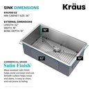 Kraus KHU100-32 32-inch 16 Gauge Undermount Single Bowl Stainless Steel Kitchen Sink