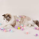 Flamaker Cat Toy Balls with 80Pcs Pompom Ball 1 Launcher Interactive Cat Balls Active Cat Exercise Toys for Indoor Cats with 3 Balls + 80 Pompom Ball