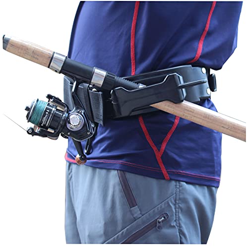 ZYLPYQ Fly Fishing 3rd Hand, Wearable Fishing Rod Holder,Adjustable Fishing Belt,Fishing Accessories Wading Belt,with 20pcs Soft Lures, Black, Large