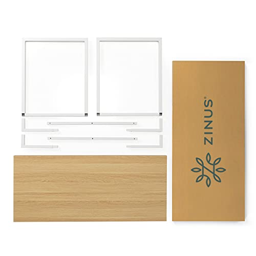 Zinus Soho Office Desk Computer Table | Dining Strong Metal Frame, Quick Assembly - Natural 140cm