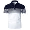 LUJENGEFA Mens Polo Shirt Stripe Short Sleeve Regular Tops Classic Casual Golf Contrast Color T-Shirt White