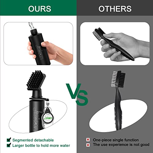 Jiskan 2 Pack Pro Golf Club Cleaner Brush Combo with Squeeze Water Bottle 7.5 Inches Holds 4 Ounces of Water, Essentials Golf Accessories for Men, Best Golf Gifts for Men