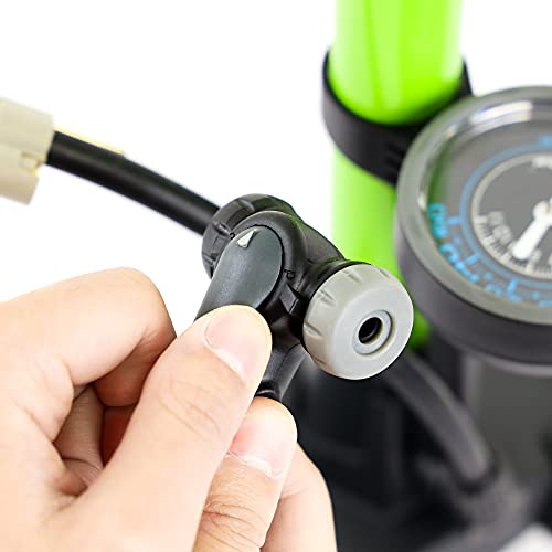 CyclingDeal High-Pressure Bicycle Bike Floor Air Pump Gauge Rapid T-Valve 160 Psi/11 Bar Automatically Reversible Presta and Schrader with Sports Ball Needle and Inflatable Device