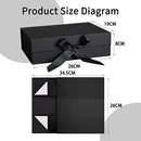 DAWNTREES 2 PCS Black Gift Box with Lid for Presents,26x19x8CM,with Ribbon and Magnetic Closure