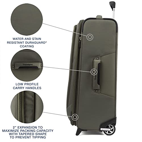 Travelpro Maxlite 5 Softside Expandable Upright 2 Wheel Luggage, Lightweight Suitcase, Men and Women, Slate Green, Checked-Medium 26-Inch, Maxlite 5 Softside Lightweight Expandable Upright Luggage