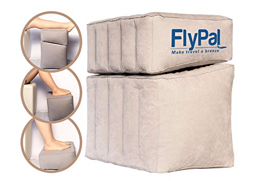 FLYPAL Inflatable Foot Rest for Air Travel, U.S Patented 2 in 1 Design, Blow-Up Pillow Cushion for Home, Office and Kids to Sleep on Long Flights, 17“x11 x17, Grey.