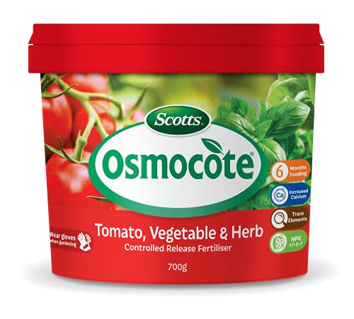 Scotts Osmocote Tomato, Vegetable and Herb Plant Food Slow Release Feriliser 700g - 6 Months Feed with Trace Elements - Safe for New Plants - No Surge Growth