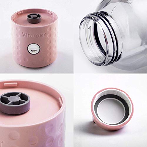 Portable Juice Blenders for Smoothie USB Rechargeable Mini Juicer Machines Extractor Household Fruit Mixer Small Cup 500ml Personal Travel Outdoors (Pink)
