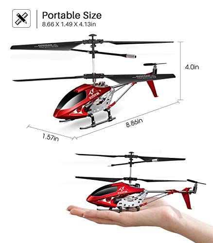 Remote Control Helicopter, S107H Aircraft with Altitude Hold, One Key take Off/Landing, 3.5 Channel, Gyro Stabilizer and High &Low Speed, LED Light for Indoor to Fly for Kids and Beginners(Red)