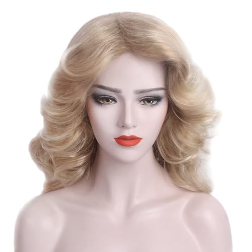 STfantasy 1920s Wig for Women Mid Long Wave Blonde Hair Natural Wig Women Daily Costume Cosplay Party