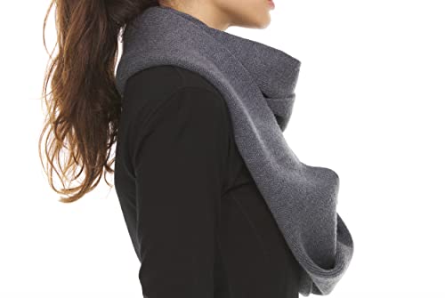 100% Merino Wool Everyday Knit Infinity Scarf - Winter Loop Scarf - Midweight Scarves for Women and Men, Charcoal Gray, One size