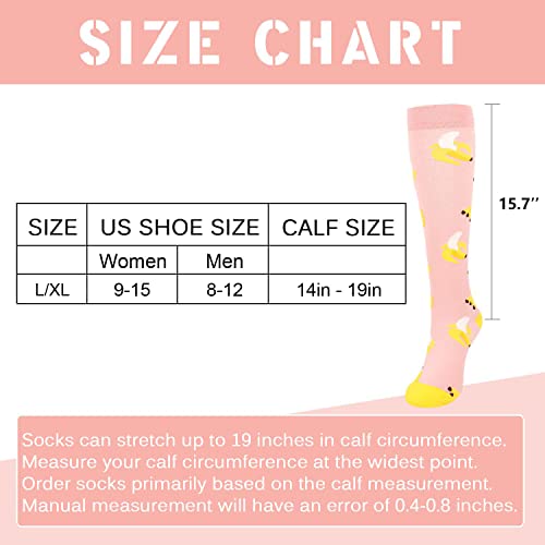 Junely 3 Pairs Compression Socks for Women 20-30 mmhg Knee High Socks for Support Circulation Nurse Pregnancy Sports Travel, A9-fruit, One size