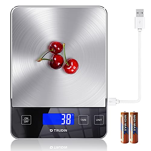 【NASA-Grade】33lb Food Kitchen Digital Scale,【Bread Meat Cookies Measures Precisely】Weight Grams and Ounces for Baking Cooking,1g/0.1oz Precise Graduation,304 Stainless Steel,Waterproof Tempered Glass