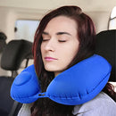 Inflatable Travel Neck Pillow for Airplane Portable U Shaped Neck Support Sleeping Travel Pillow, Blow Up Pillow by Press to Inflate for Trave,Office,Car and Train