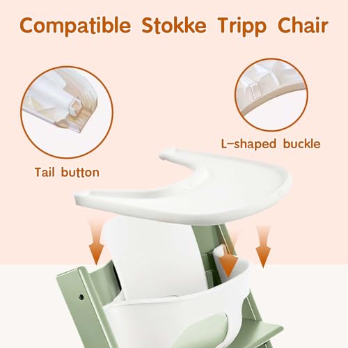 Baby High Chair Tray Compatible with Stokke Tripp Trapp Chair, Tripp Trapp Tray Replacement, Easy to Installa & Clean, BPA-Free Plastic, Suitable for Toddlers Aged 6-36 Months, White Baby Feeding Tray