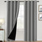 Smarcute 100% Blackout Curtains Thermal Insulated Blackout Curtains Heat and Full Light Blocking Curtains Window Drapes for Living Room with Black Liner 2 Panels Set,Each W132cm x D213cm,Dove Grey