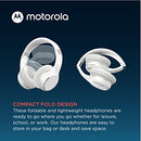 Motorola Bluetooth Wireless Headphones with Microphone, Moto XT220 Over-Ear Headphones in-Line Control for Calls - Foldable Head Phones, Adjustable Headband - Dynamic Bass, Clear Sound (Titanium White)