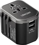 LENCENT Universal Travel Adaptor Plug with 2 USB Ports, LENCENT International Power Adapter with UK/USA/EU/AUS Plug, All-in-One Worldwide Travel Charger for Over 200 Countries in The World