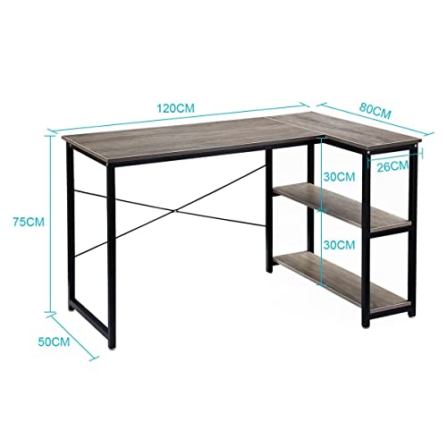 Luxsuite Computer Desk with Shelf L Shape Study Table Writing Workstation Corner Desk Home Office Oak