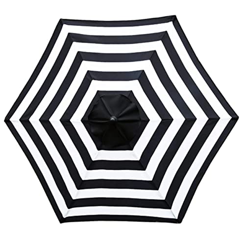 Sunnyglade 7.5Ft 6 Ribs Umbrella Canopy Replacement Patio Top Cover For Market Umbrella (Black and White)