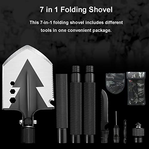 7 in 1 Removable Survival Shovel with 3 Adjustable Handles, 78cm Portable  Military Folding Shovel, military style camping shovel designed for Hiking,  Backpacking, Fishing, Hunting,Camping, Backpacking