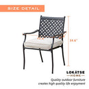 LOKATSE HOME 4 Piece Outdoor Patio Metal Wrought Iron Dining Chair Set with Arms and Seat Cushions - Beige