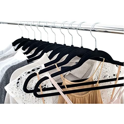 iDopick Non-Slip Velvet Hangers, 20 Pack Suit Clothes Hook Swivel 360-Ultra Hangers Space Saving for Coats, Shirt Dress, Tie, Pants & Closet Organizer (Black)