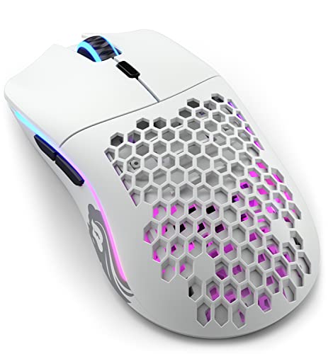 Glorious Gaming - Model O Wireless Gaming Mouse - RGB Mouse with Lights 69 g Superlight Mouse Honeycomb Mouse (Matte White Mouse)