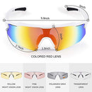 Cycling Glasses with 5 Interchangeable Lenses and TR90 Frame, UV400 Sports Sunglasses for Men Women Cycling Climbing Fishing Driving (White-Revo Red, 502(5 Lenses))