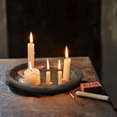 Rustic Wood Tray Candle Holder Set of 2, Large Round Wooden Catch-All Holders, Natural Farmhouse Coffee Decorative, Table Accessories for Home, Kitchen, Dining Room