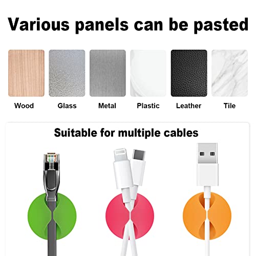 Shintop Cable Clips, Desk Cable Drop, Desk Wire Clips for All Your Computer, Electrical, Charging or Mouse Cord (Colorful,6pcs)