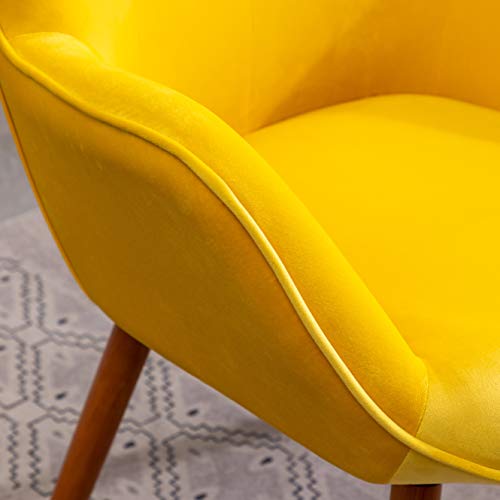 (Yellow) - Roundhill Furniture AC155YL Doarnin Silky Velvet Tufted Button Accent Chair, Yellow