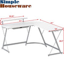 SHW Gaming L-Shaped Computer Desk with Monitor Stand, White