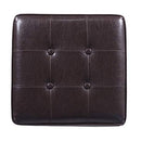 HomePop Leatherette Tufted Square Storage Ottoman with Hinged Lid, Brown