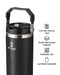 Berusd 900ml Stainless Steel Tumbler with Handle and Straw Lid, Vacuum Insulated Coffee Cup for Home or Car, Travel Mug, Leakproof Double Walled Insulated Water Bottle, Thermo Mug Drink Bottle Black