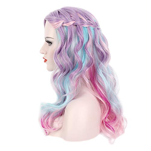 STfantasy Rainbow Wigs for Women Long Wave Natural Synthetic Wig Girl Cosplay Costume Party 23Inches (Rainbow)