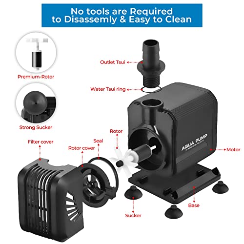 Pond Pump 3000 L/H, Submersible Water Pump for Pond Fountain Aquarium Rock Garden, Ultra Quiet Water Feature Pump with Filter and 3 Nozzles 19 mm / 22 mm / 25 mm, Max Delivery Head 2.8 m (40 W)