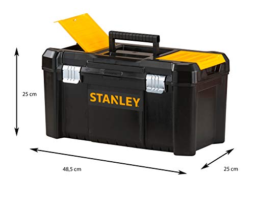 Stanley STST1-75521 Essential 19" Toolbox with Metal latches, Black/Yellow, Inch