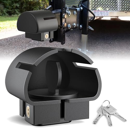 NenNicht Trailer Lock Fits 2" and 2-5/16"-Inch Couplers, Anti Theft Heavy-Duty Steel Trailer Hitch Locks, Camper Accessories for Travel Trailers Boats Trucks Rvs Coupler Lock