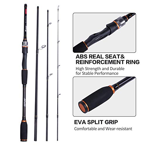 Goture Travel Spinning Rod 4 Sections Spinning Fishing Rods Lightweight Carbon Fiber Poles M Power MEADEA Fast Action 6.6ft 6